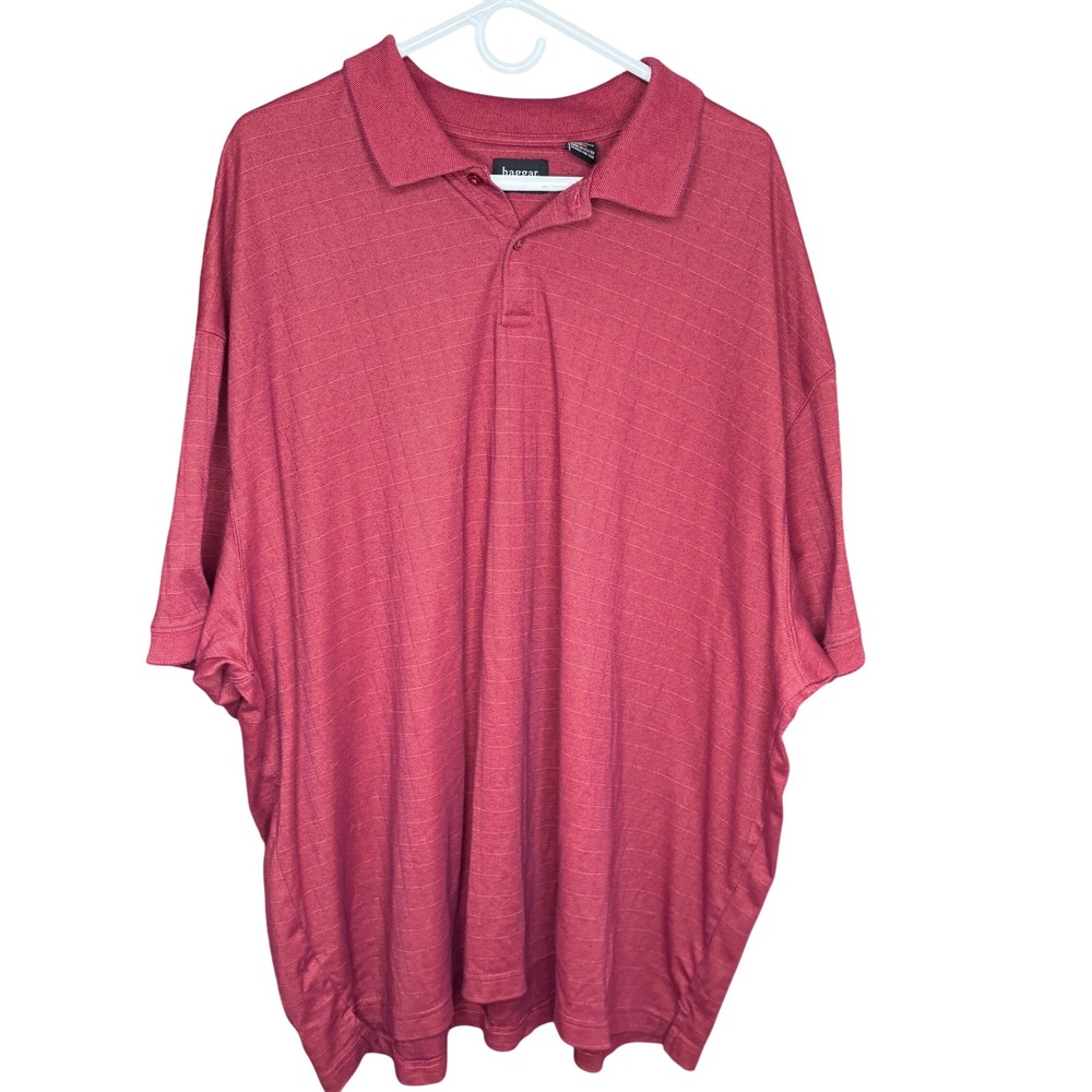 Haggar Polo Shirt Mens 4X Burgundy Excellent Short Sleeve Textured‎ Stripe
